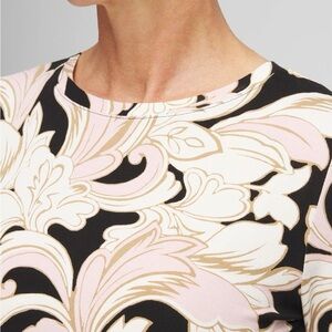 Chico's Touch of Cool Layering Tee, Black and Pink Floral, Chico’s 0, S (4/6)